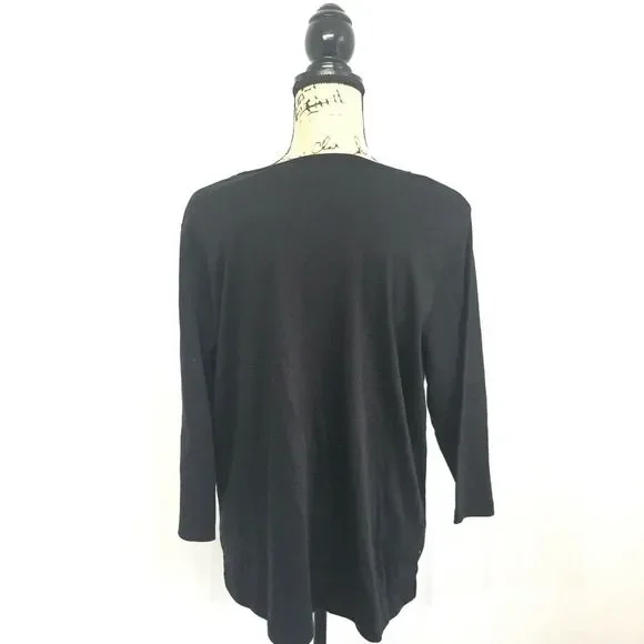Quacker Factory L Large Shirt Black Beaded - Picture 5 of 7